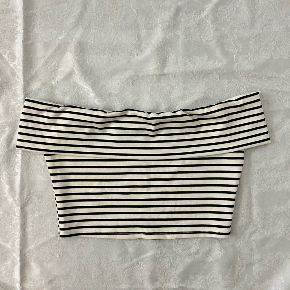 Altar'd State Black and White Striped Crop Top